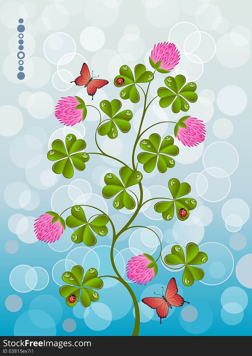 Floral background with a clover. Vector illustration.