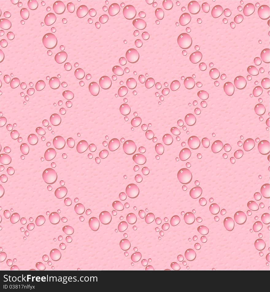 Water drops heart seamless background