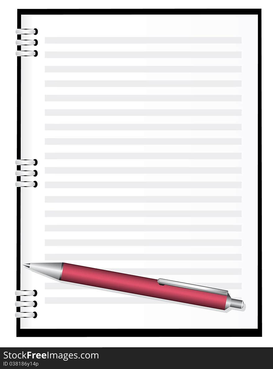 A notebook with a red pen