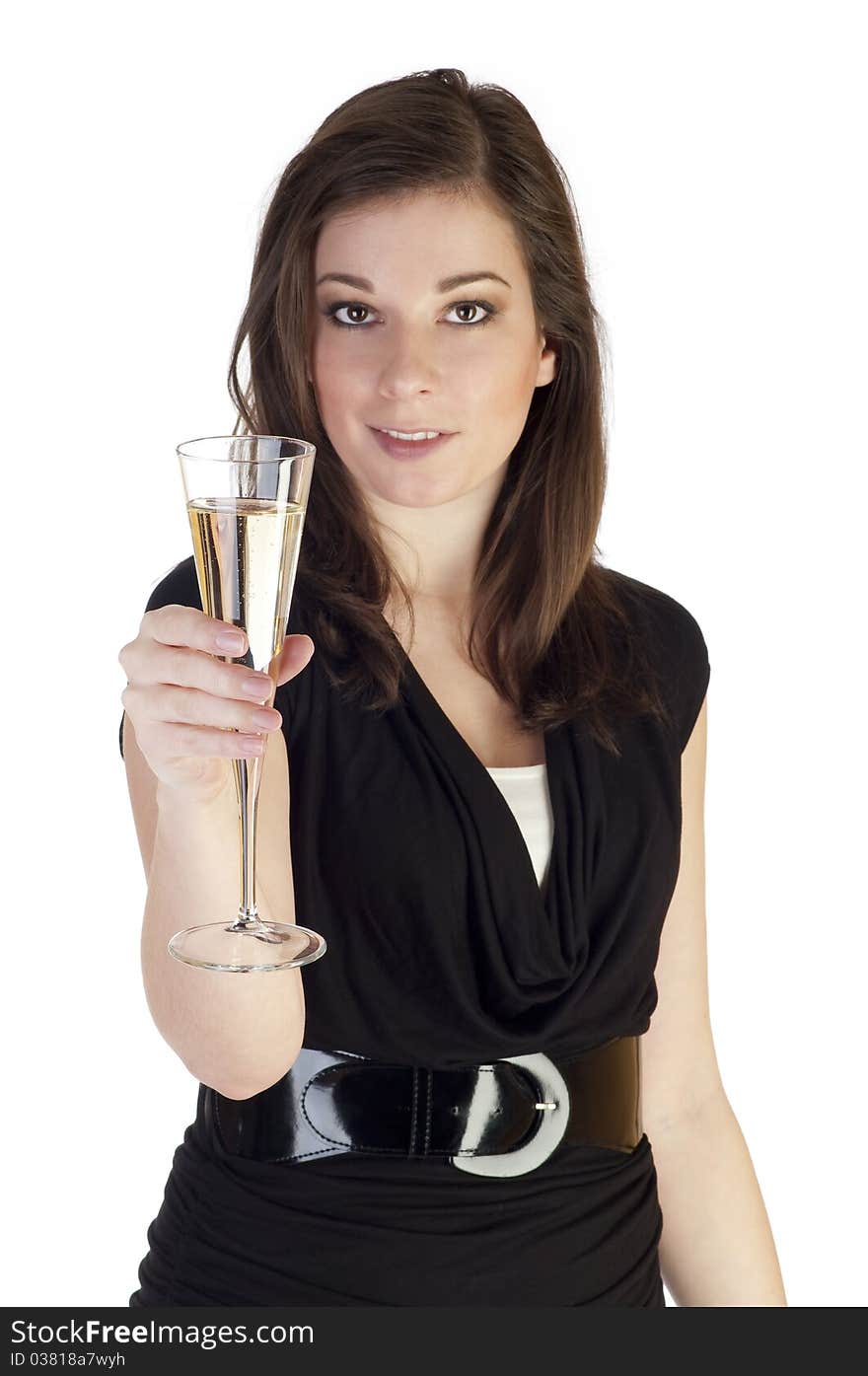 Beautiful girl with glass of champagne