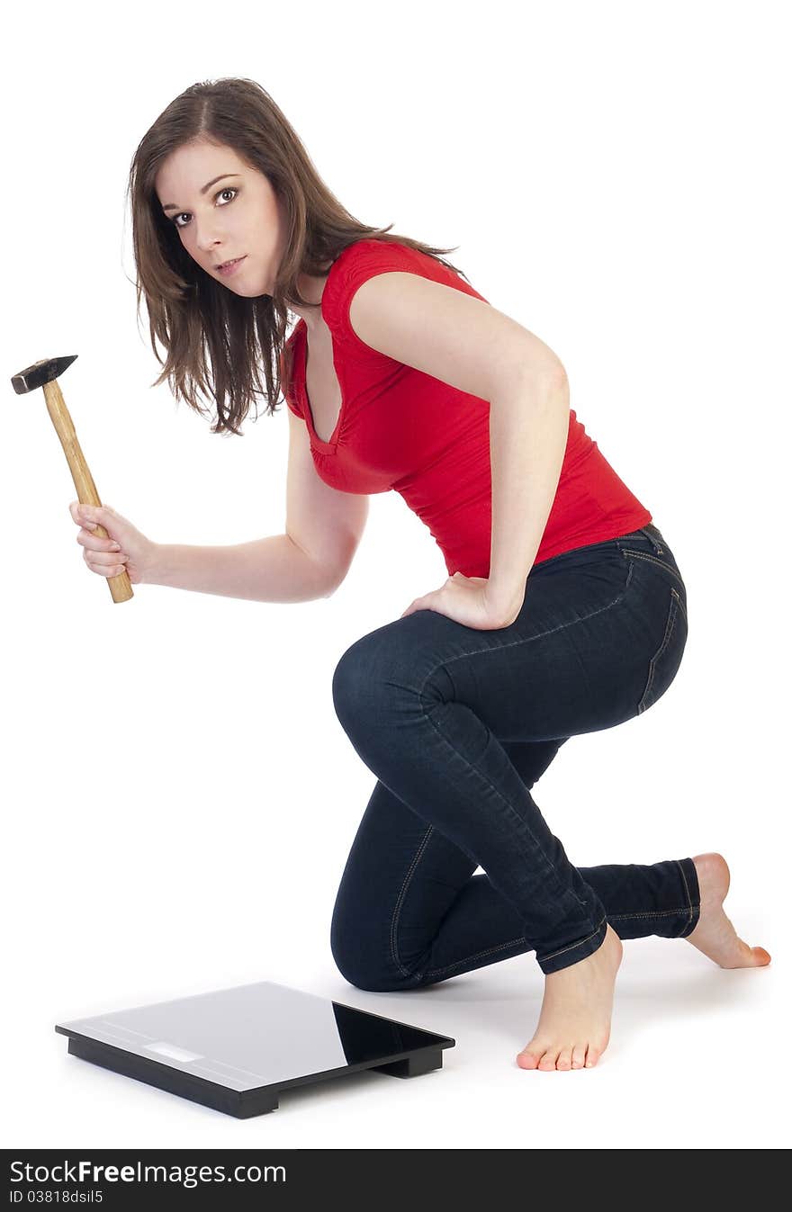 Woman angry with white background