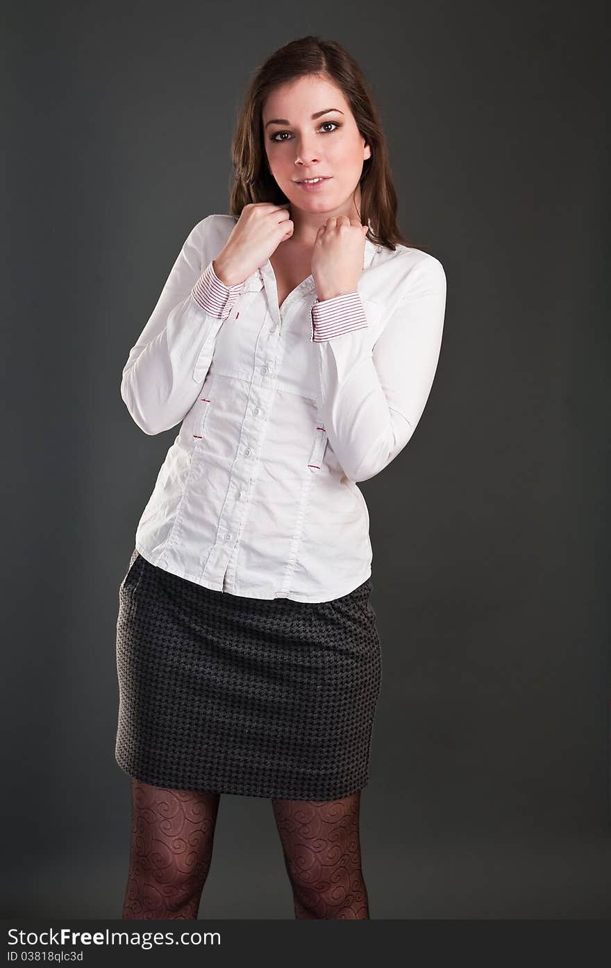 Beautiful woman with gray background