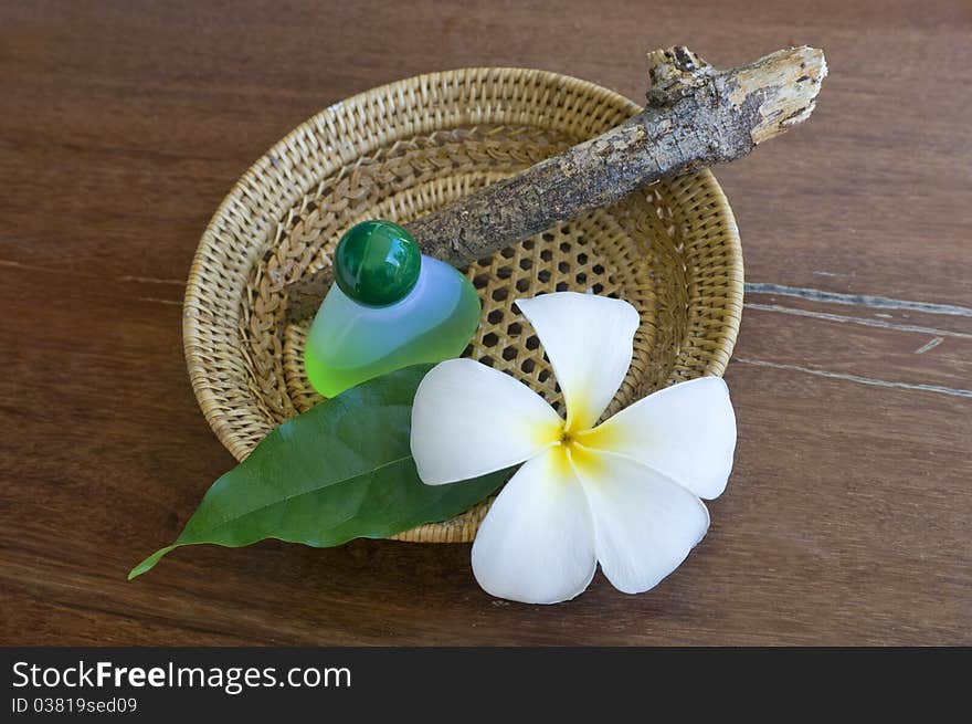 Still-life with a flower frangipani (plumeria)