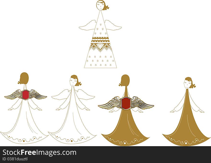 Angels in different angles, the wings can be used to insert the logo