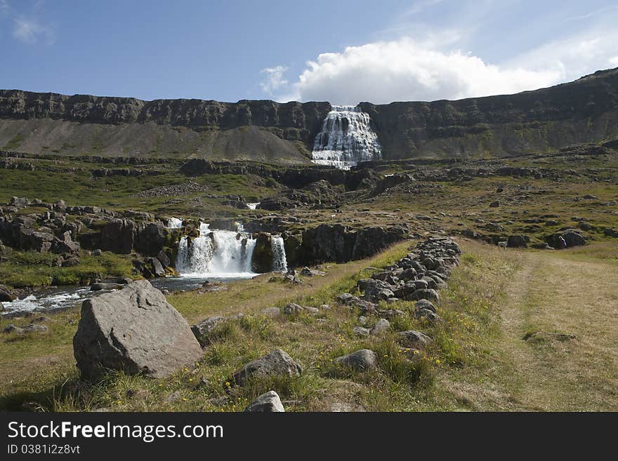 Many call the waterfall Dynjandi the most beautiful waterfall in Iceland. It is situated in the large fjord of Arnarfjordur. Many call the waterfall Dynjandi the most beautiful waterfall in Iceland. It is situated in the large fjord of Arnarfjordur.