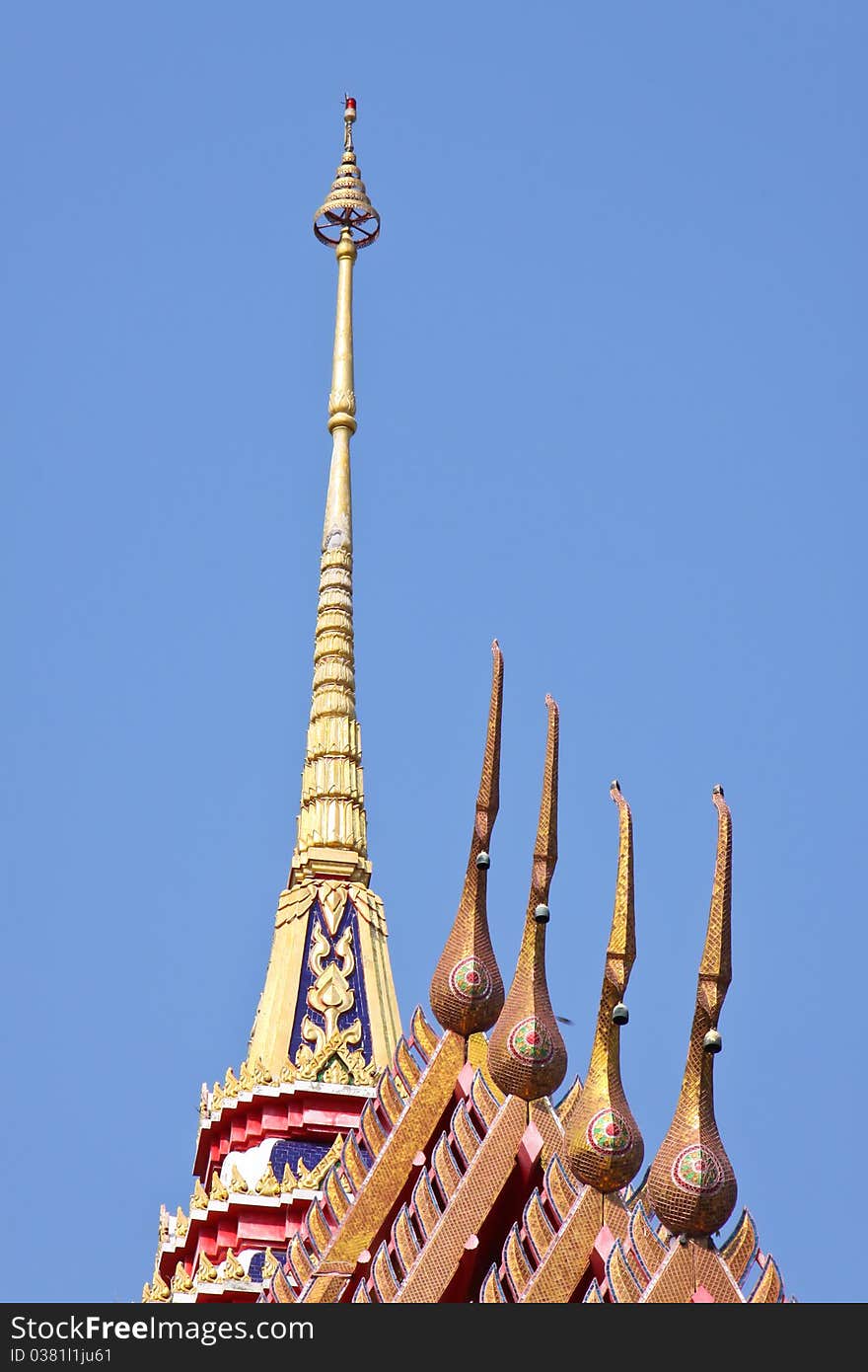 Four king of Nagas at the roof of temple. Four king of Nagas at the roof of temple.