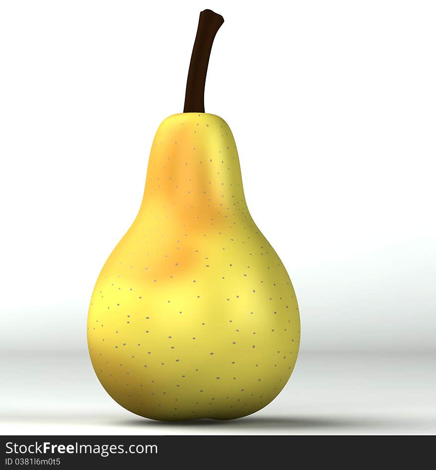 3d Light Yellow Pear Isolated