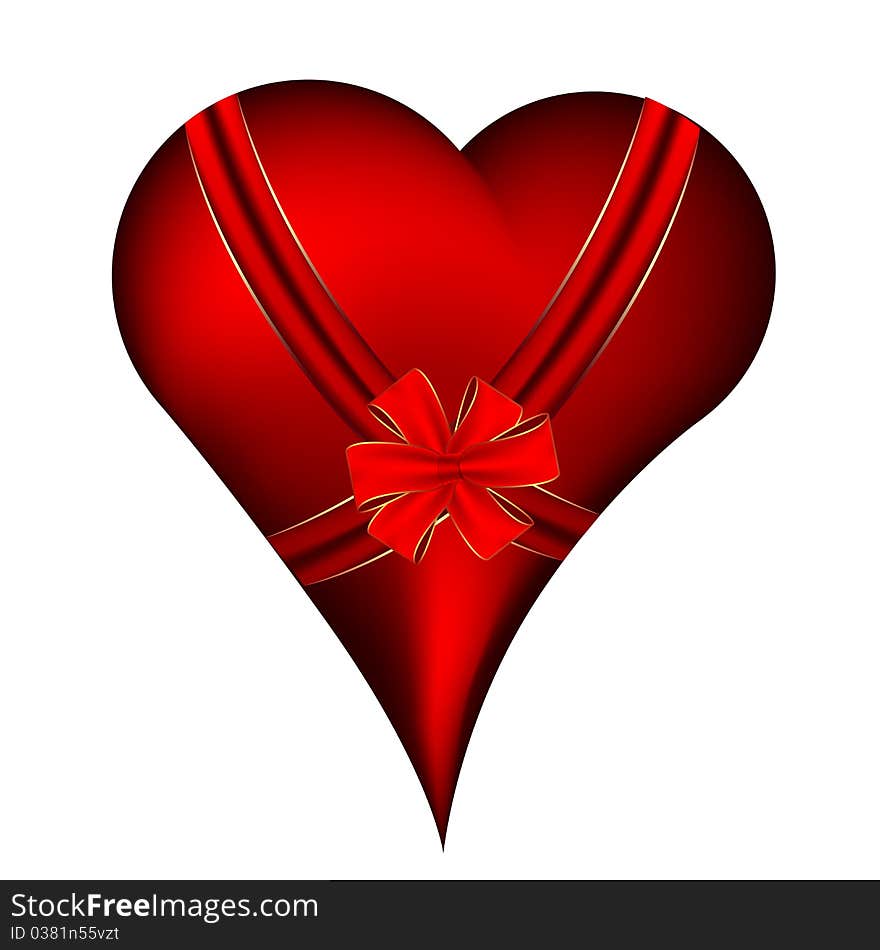 Red heart with ribbon