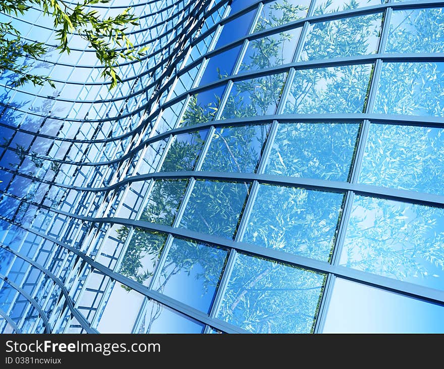 Office building on a background of the blue sky