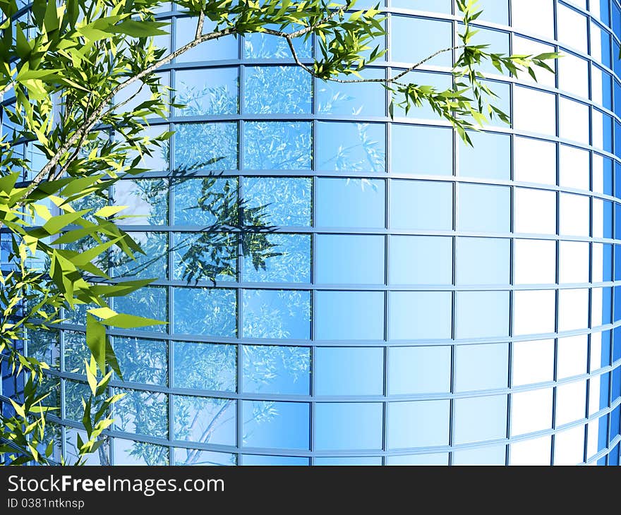 Office building on a background of the blue sky