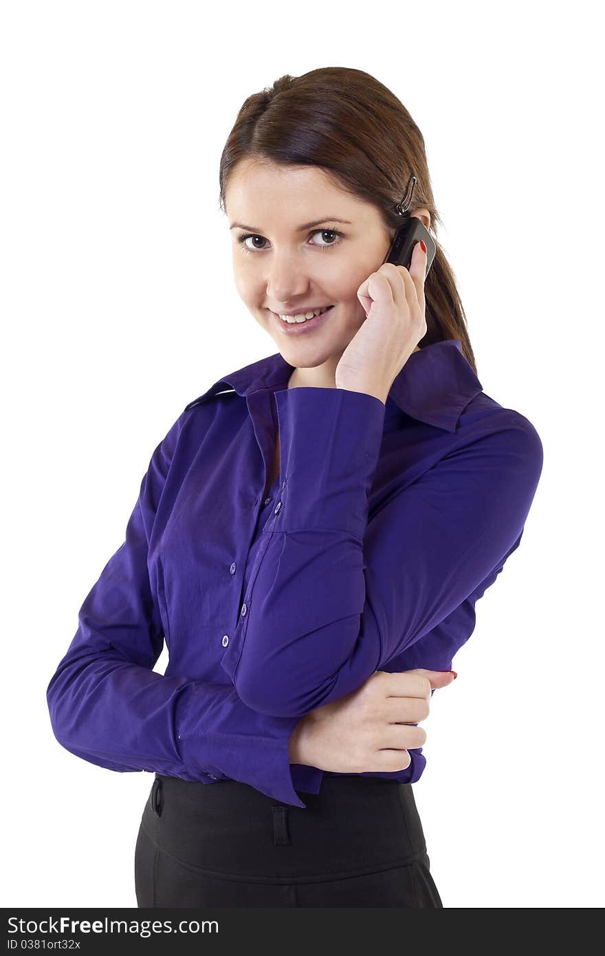 Smiling successful businesswoman with cell phone