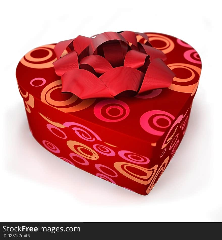 Red gift box heart shaped