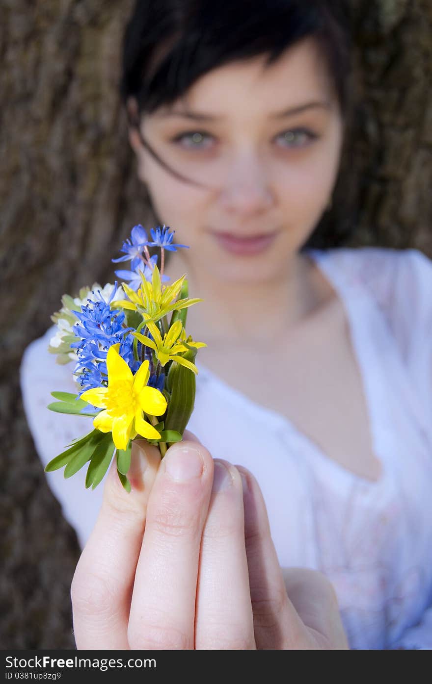 Young Girl with flowers