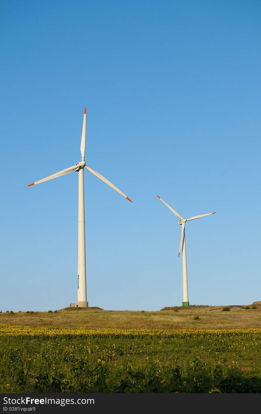 Wind Power Turbine on field