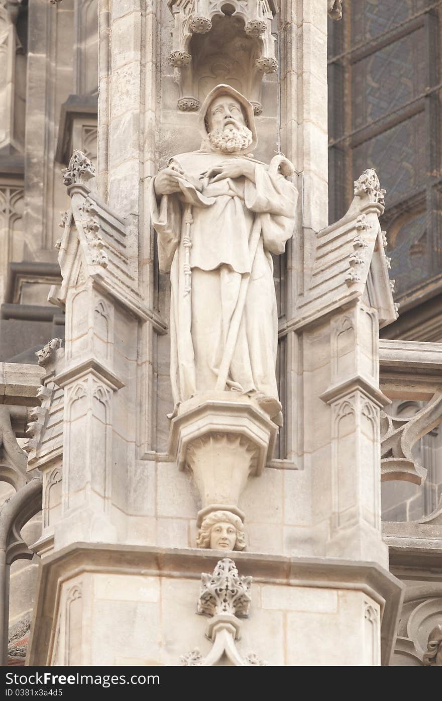 Statues On Gothic Cathedral, Barcelona