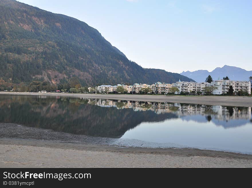 Famous Harrison Hot Springs lake view in BC Canada