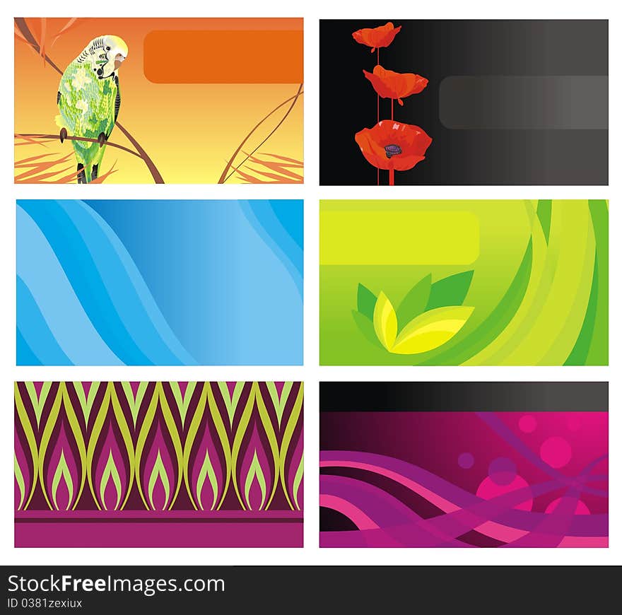 Vector illustration set from six cards