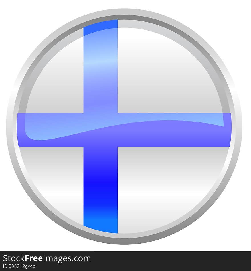 Vector Illustration of round button decorated with the flag of Finland. Vector Illustration of round button decorated with the flag of Finland