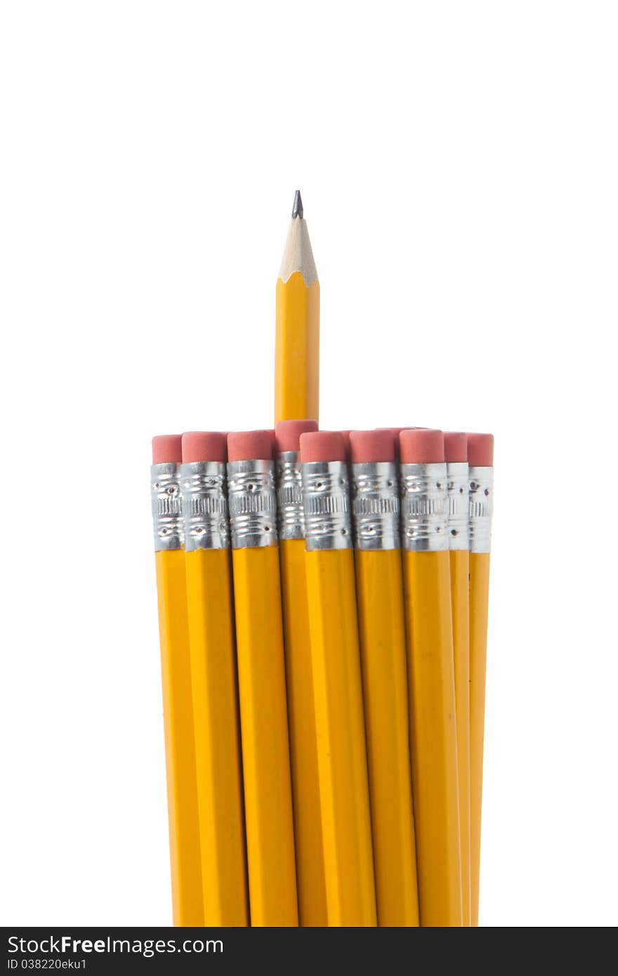 A Bunch of pencils isolated on white in the studio. A Bunch of pencils isolated on white in the studio