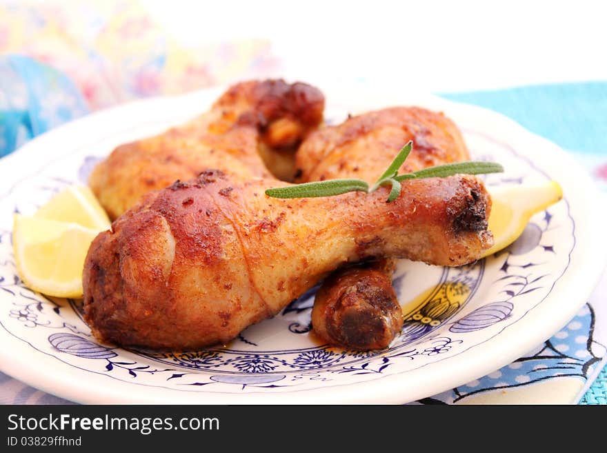 Some fresh meat of chicken with lemon. Some fresh meat of chicken with lemon