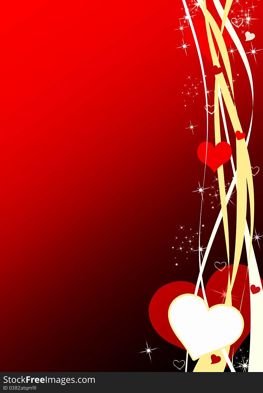 Red Valentine's day background with heart shapes.