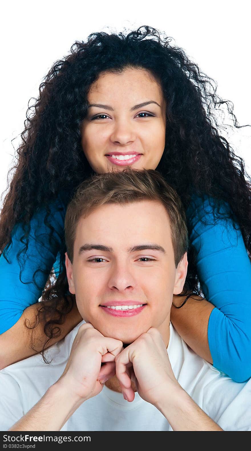 Smiling couple isolated on a white background