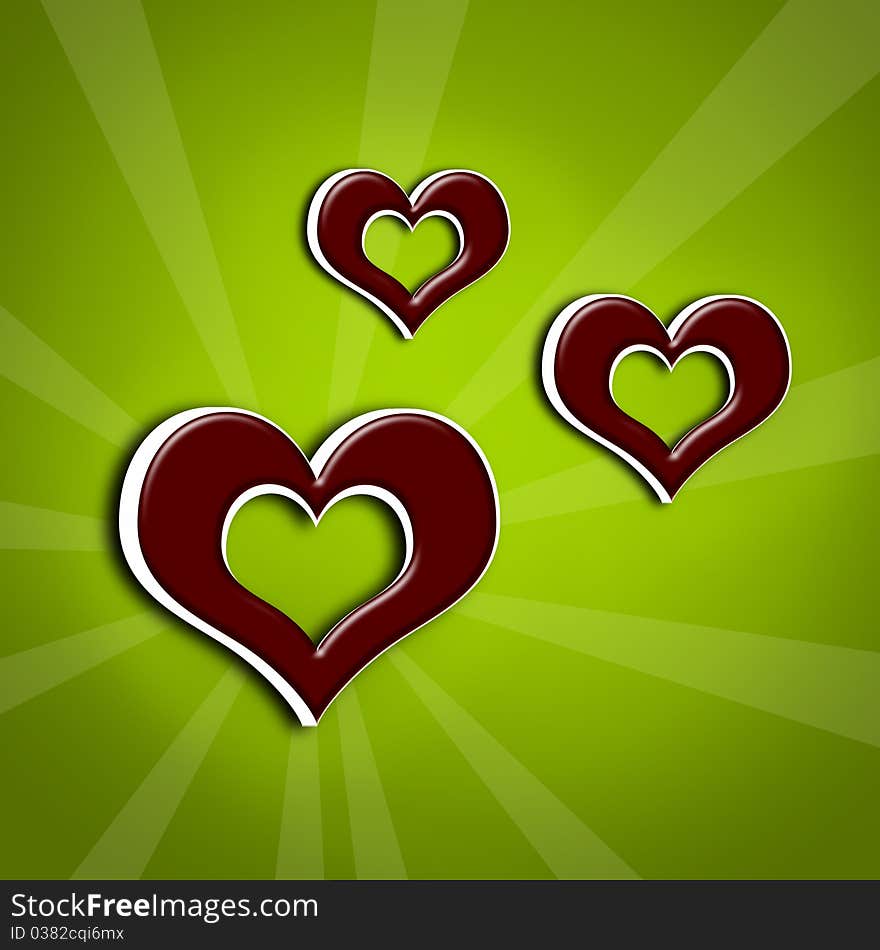 Red hearts isolated on beautiful background