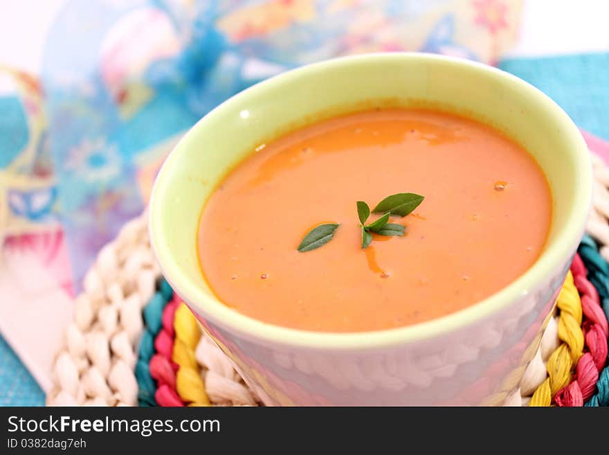 Fresh soup of tomatoes