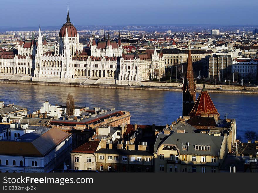 Views of the River Danube and hungary parlament. Views of the River Danube and hungary parlament.