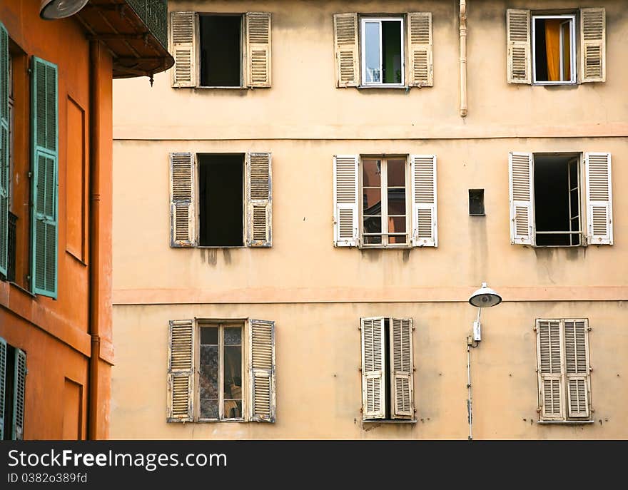 Wall with windows of old town house