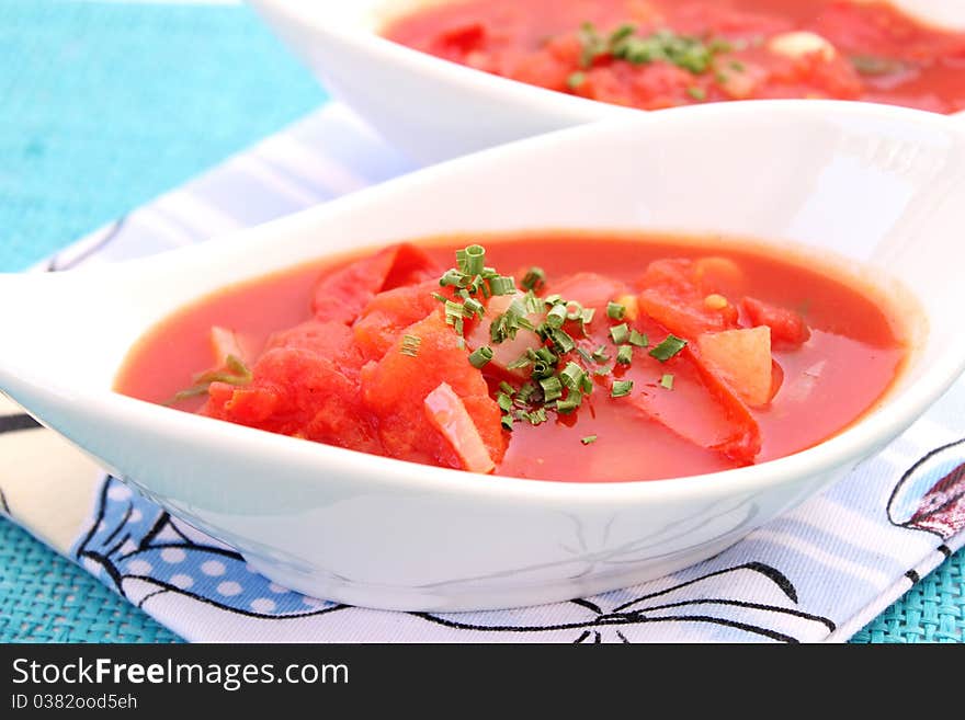 Fresh soup of tomatoes