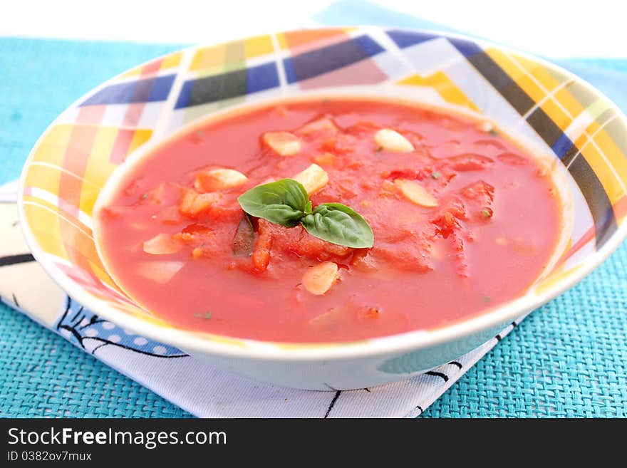 Fresh soup of tomatoes