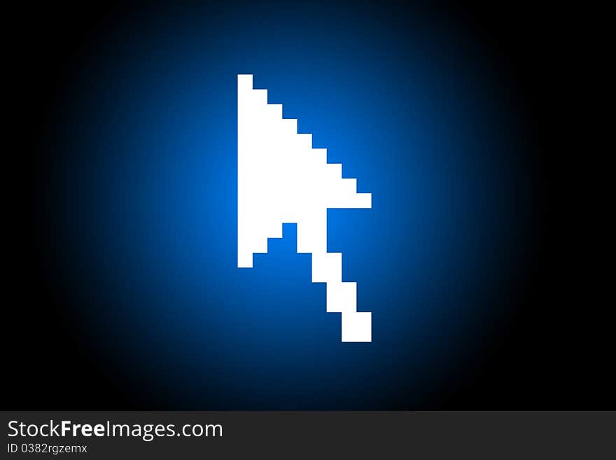 Computer cursor with glowing blue background. Computer cursor with glowing blue background