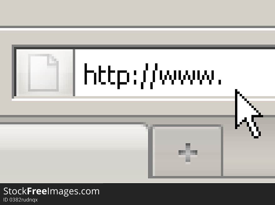 Internet address bar with www typed and a cursor. Internet address bar with www typed and a cursor