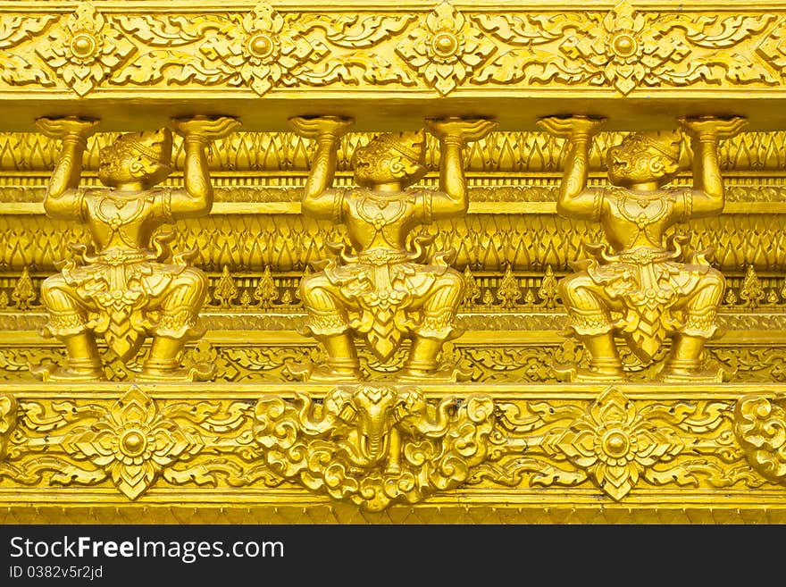 Thai traditional style stucco of temples walls. Thai traditional style stucco of temples walls