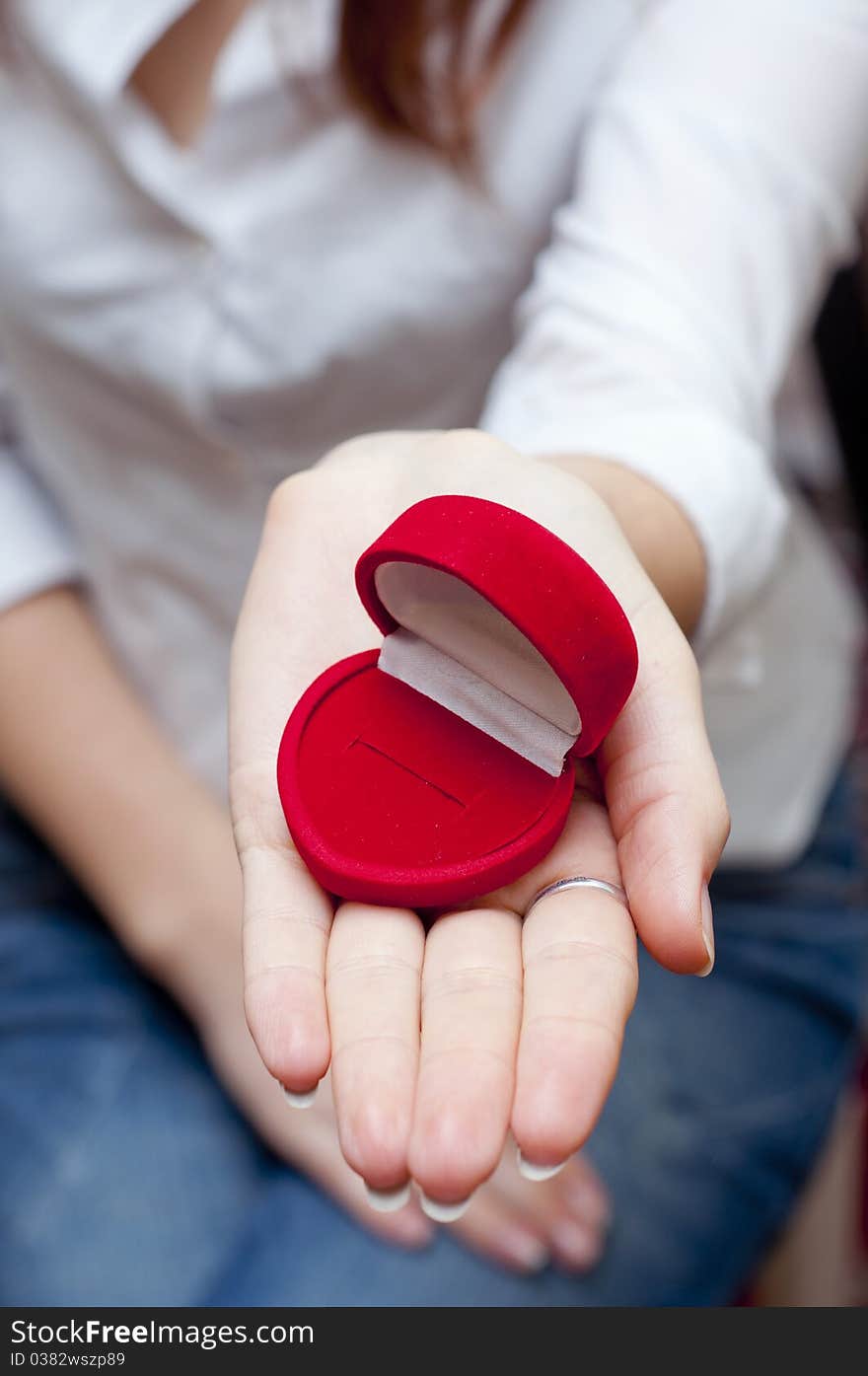 Empty Red Box For Engagement Ring