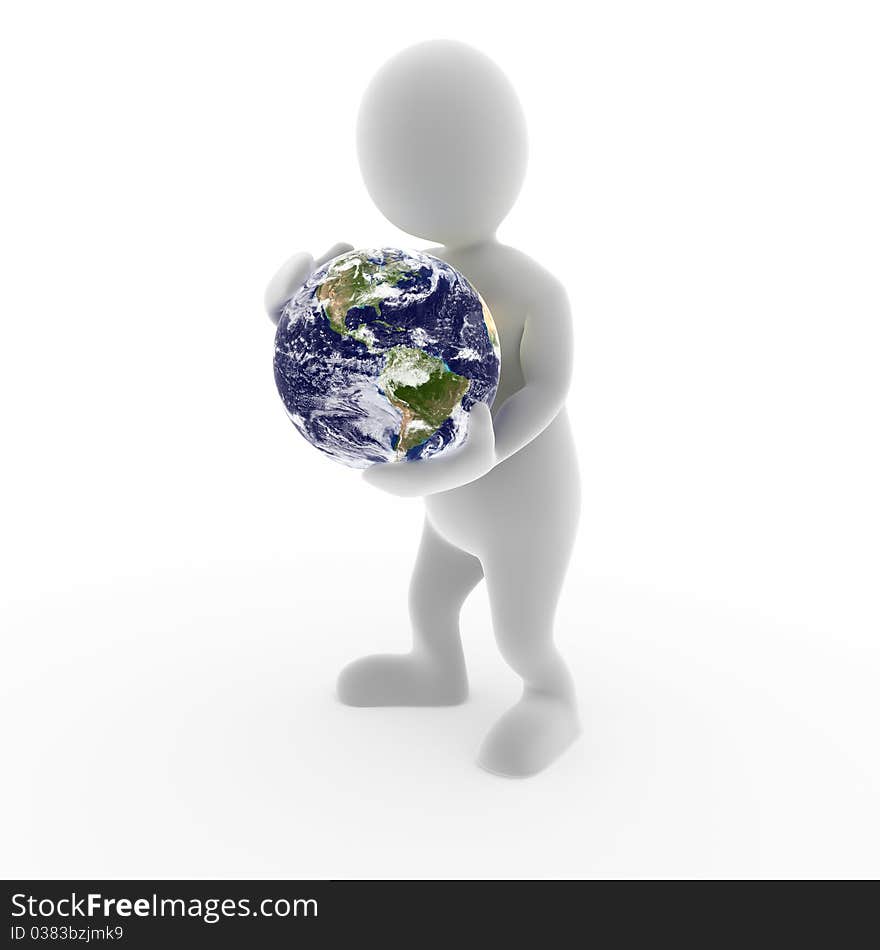 Character holding and carrying earth. Character holding and carrying earth