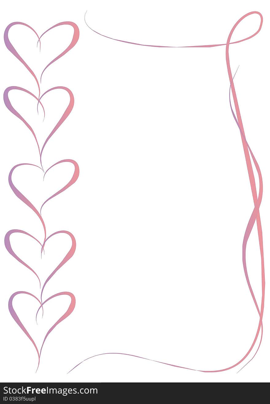 Pink violet hearts frame, valentine illustration