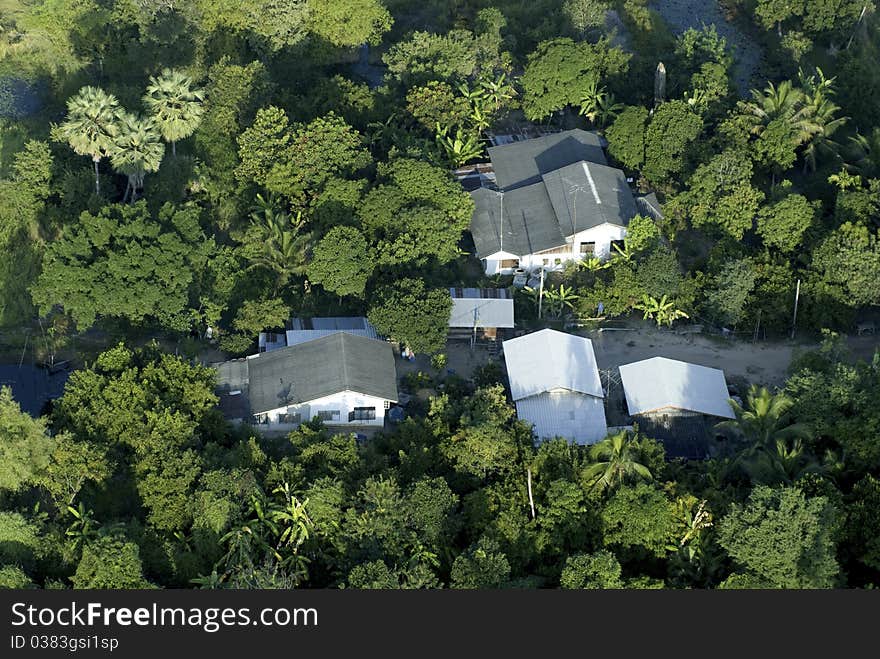 View over  country side village in Thailand.