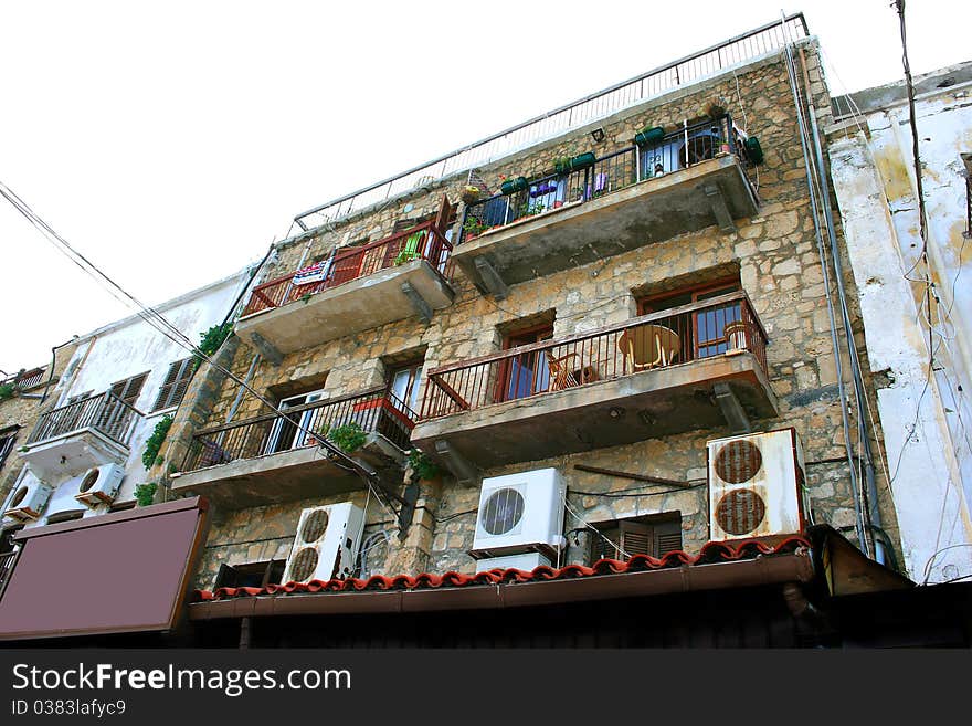 Old houses in Kyrenia, Northern Cyprus.