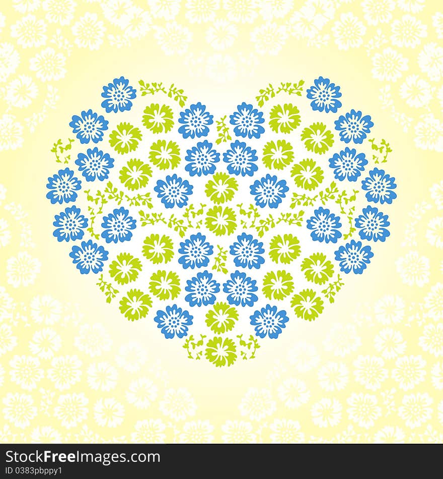 Spring flower heart. illustration