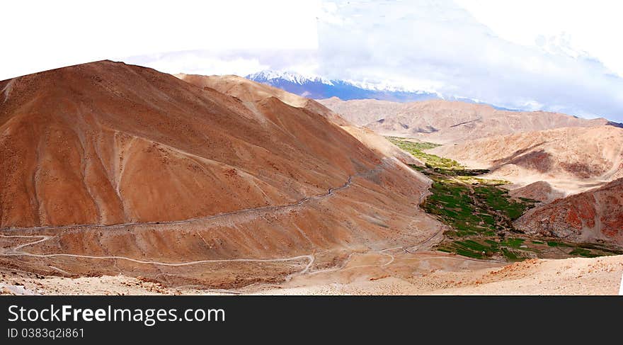 A beautiful Himalayan landscape with vast mountain range spread over. A beautiful Himalayan landscape with vast mountain range spread over.