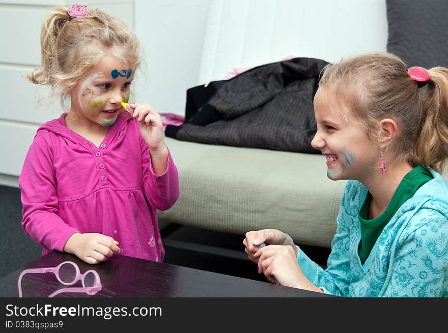 Children with face painting