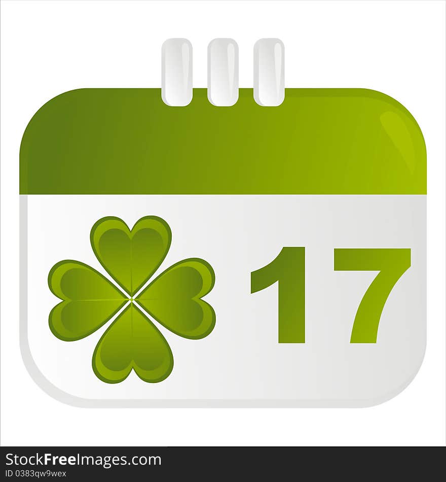 St. patrick's day calendar icon with clover