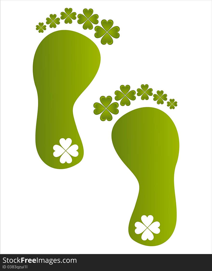 St. patrick's day foot steps isolated on white