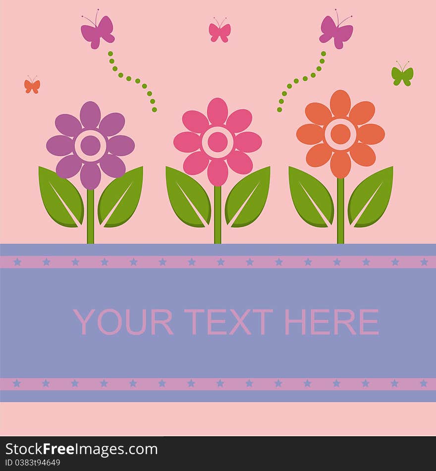 Cute spring card with flowers