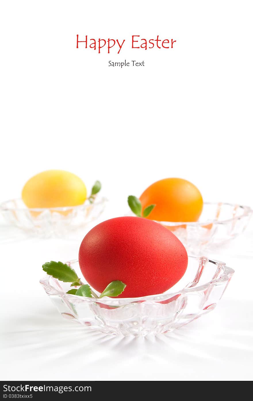 Colored Easter Eggs, white background