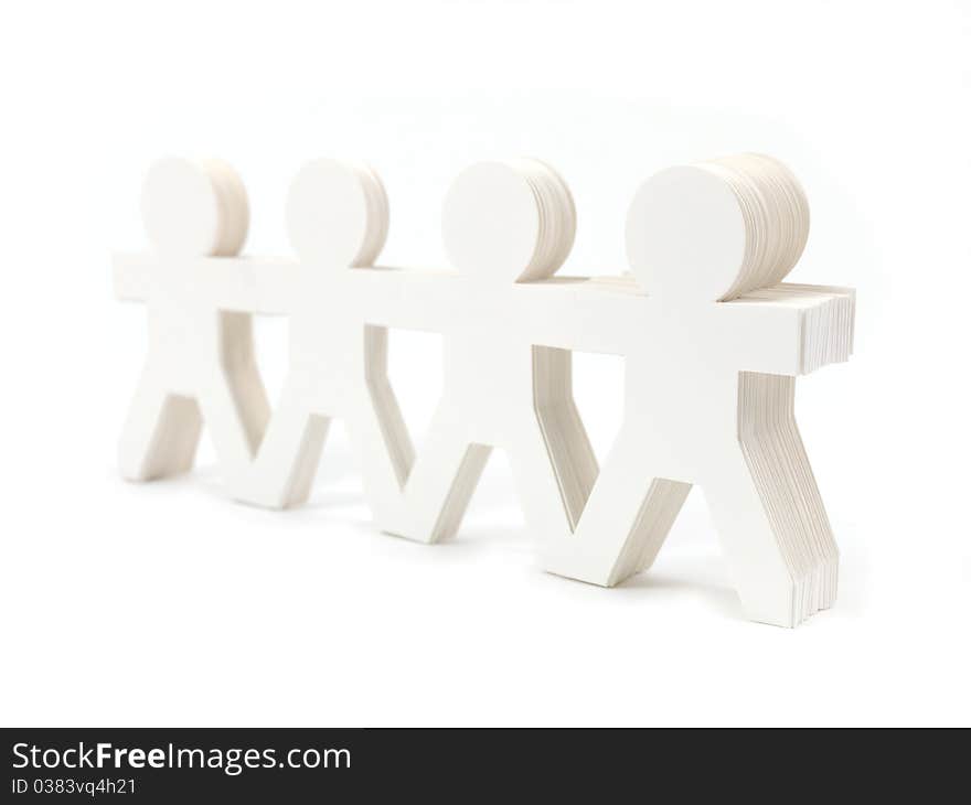 Cutout figures of people isolated against a white background