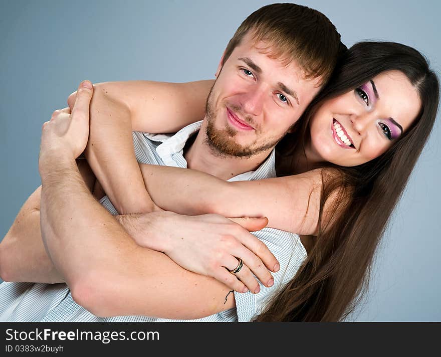 Young couple  over white background