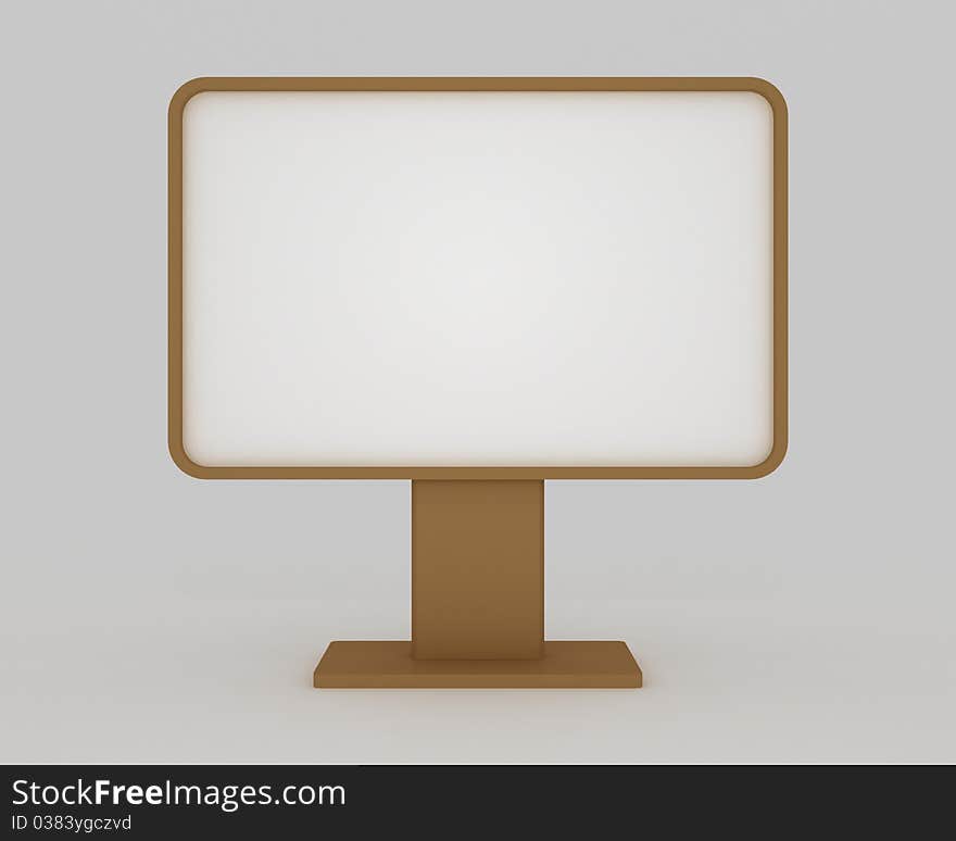 Horizontally located blank advertising billboard on a grey background